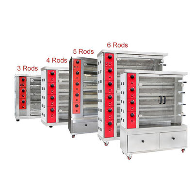 Chicken Grill Machine / Chicken Rotisserie Grill Gas Oven 4 batang dengan kaki stainless steel