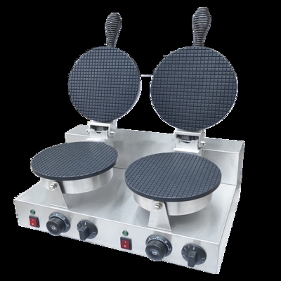 Komersial Waffle Ice Cream Cone Baker Double Head Waffle Machine Snack Pancake Cone Maker